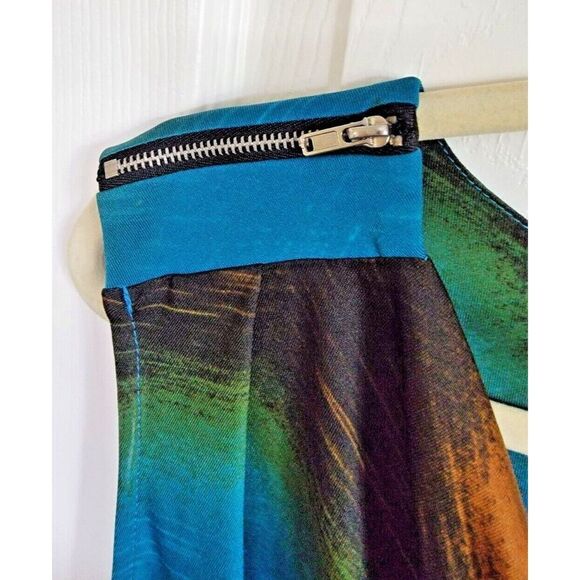 Time Line 3X Browns/Blues Tie Dye Zipper‎ Shoulder Drape Neck Top Tank Shell - Picture 5 of 8